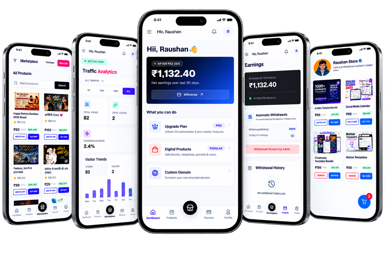 CreatorPay Platform Mobile UI